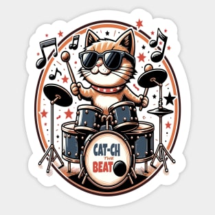 Groovy Cat Drummer, Catch the Beat Sticker